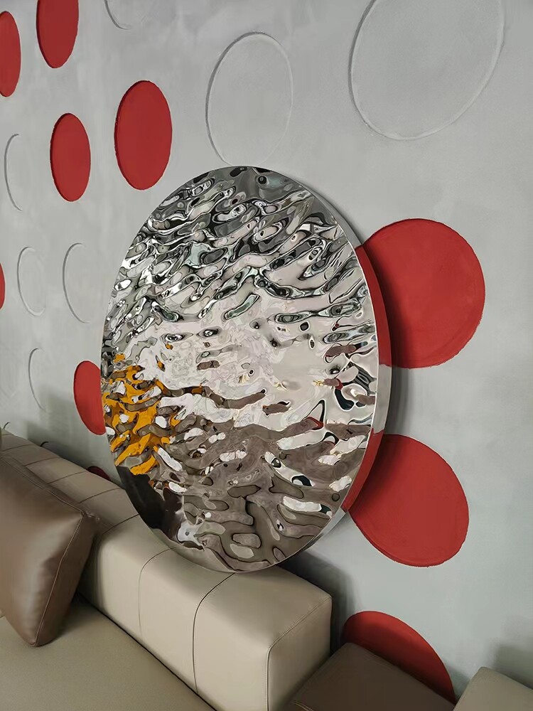 304 mirror stainless steel water ripple round water drop pendant background wall concave-convex ceiling wave embossed plate decoration