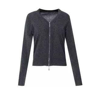 【Beibei & Aosidu】Minimalist Style Double-Zipper Knit Cardigan for Women, Slim Fit, Versatile Sweater Jacket
