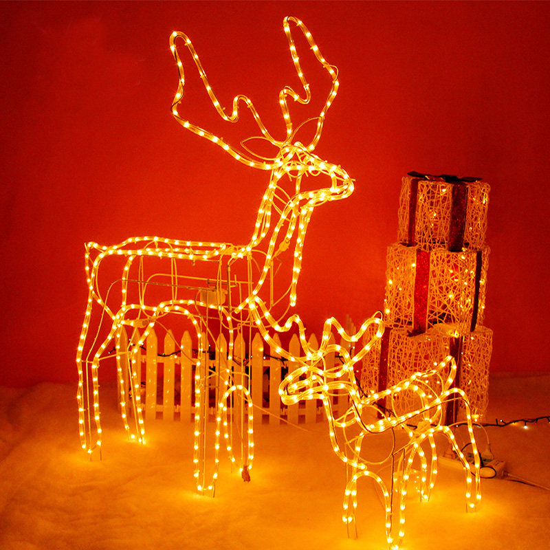 Christmas high rainbow tube small deer Luminous small deer yellow light LED lighting tube ecstasy large Christmas scene arrangement-Taobao