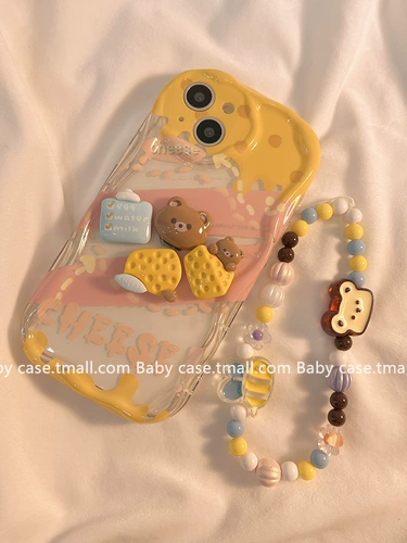 Apple, мультяшная трехмерная цепь, наушники, совместимый iPhone 14, чехол для телефона, креативный силиконовый iPhone13 Pro, защитный чехол, с медвежатами, 14promax, iphone