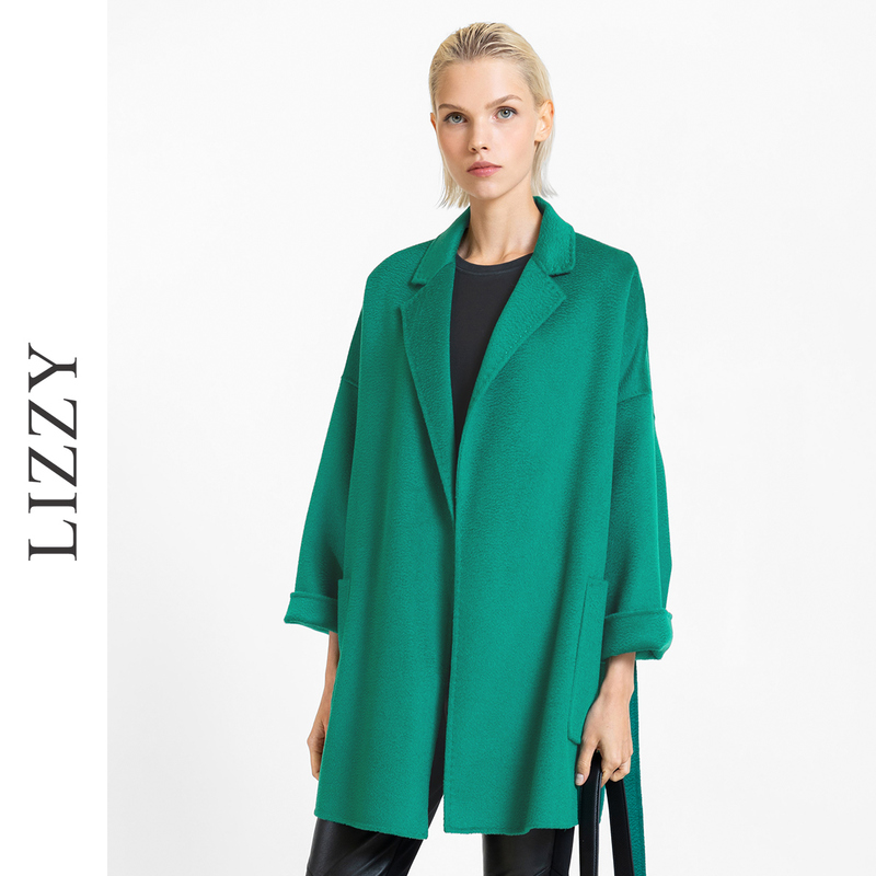 Lizzy【100% Sheep Wool】Lazy Style Double-Sided Woolen Ripple Short Coat for Women in Winter Lizzy【100% Sheep Wool】Lazy Style Double-Sided Woolen Ripple Short Coat for Women in Winter