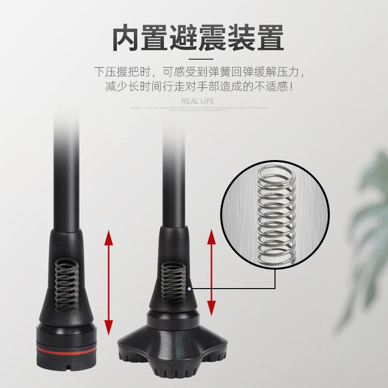 Le Laifu Imported Crutches with Solid Wood Handles, Aluminum Alloy, Portable, Non-Slip, Four-Legged Walking Stick, Stylish and Stable, Walking Stick for the Elderly