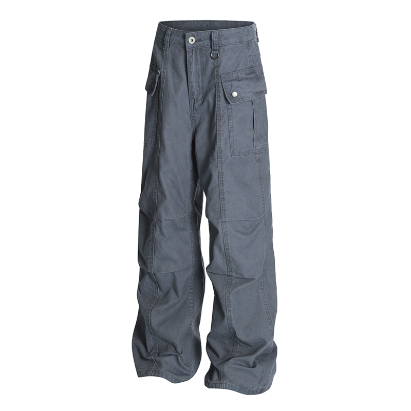 Abcbufut American-Style Wide-Leg Pleated Cargo Pants for Men and Women, Loose Multi-Pocket Straight-Leg Casual Jeans, Trendy Abcbufut American-Style Wide-Leg Pleated Cargo Pants for Men and Women, Loose Multi-Pocket Straight-Leg Casual Jeans, Trendy