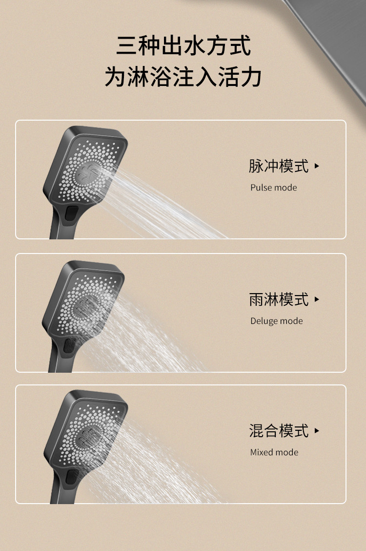 Термостатический набор 增压钢琴按键枪灰家用全铜智能恒温数显花洒套装卫生间沐浴淋浴器 JOMBRW