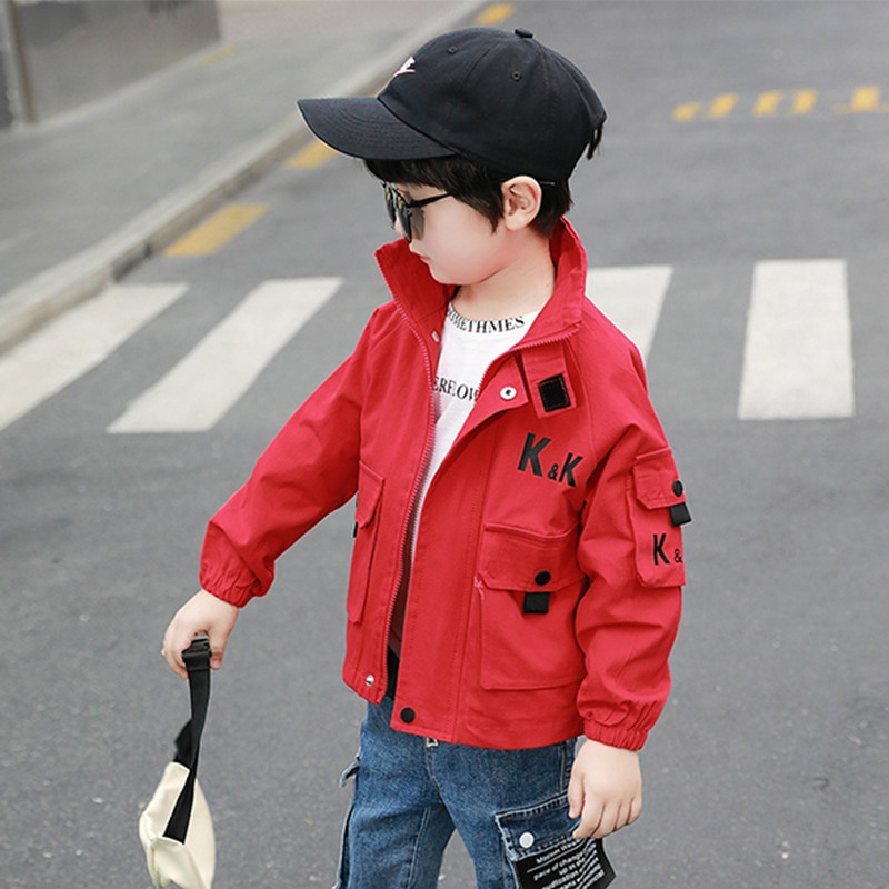 Boy coat 2022 new Korean version of the Korean version Children jacket spring autumn trendy handsome boy blouse trend