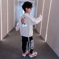 Boys autumn clothing 2022 new online red tide CUHK Childrens Spring Fall Shuai Two sets of sweatpants suit