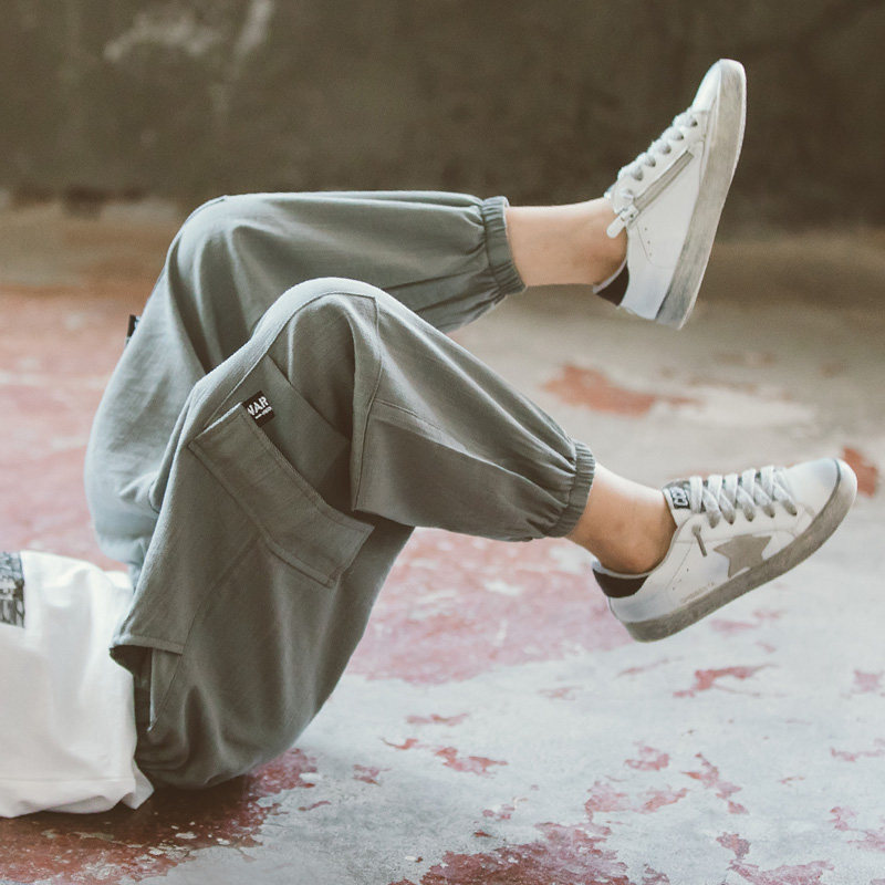 Children's overalls boys' pants boys spring and autumn 2022 new middle-aged children's loose casual trousers tide brand