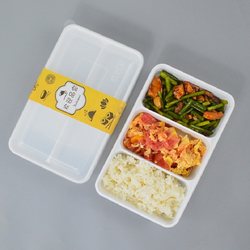 White Compartment Lunch Box 1000ml Disposable Lunch Box Rectangular Microwaveable Take-Out Fast Food Packaging Box