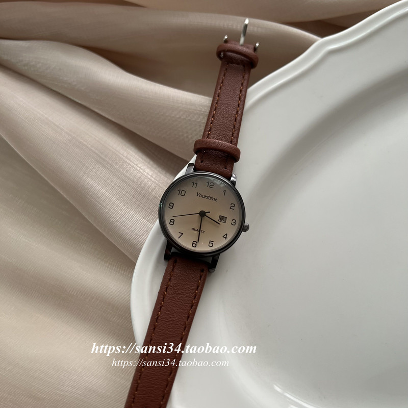 Retro Hong Kong Style Belt Watch for Girls ins Style Simple Elegant Niche Design Digital Calendar 2022 New Style Retro Hong Kong Style Belt Watch for Girls ins Style Simple Elegant Niche Design Digital Calendar 2022 New Style