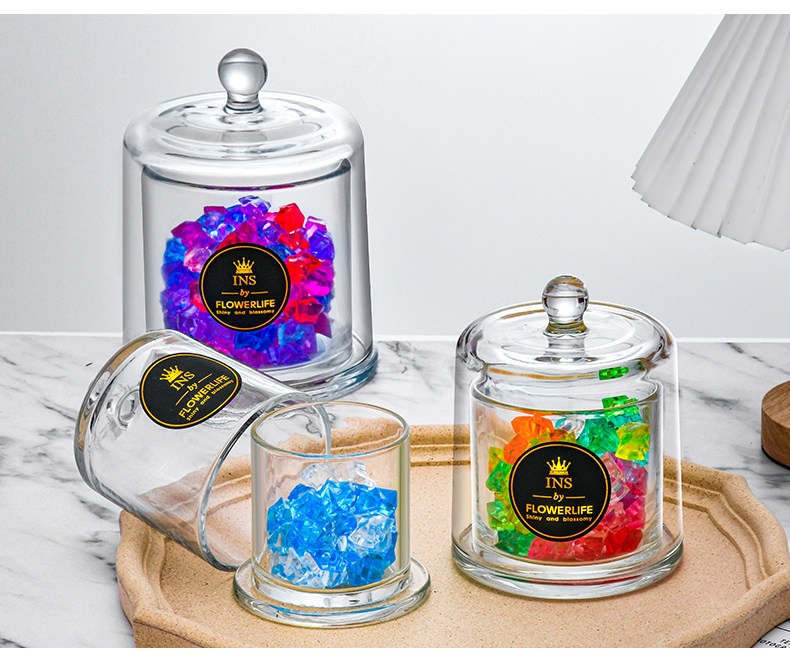 byme transparent golden bell cover mini aromatherapy candle stand glass with cover large crystal stone diffuser container empty cup