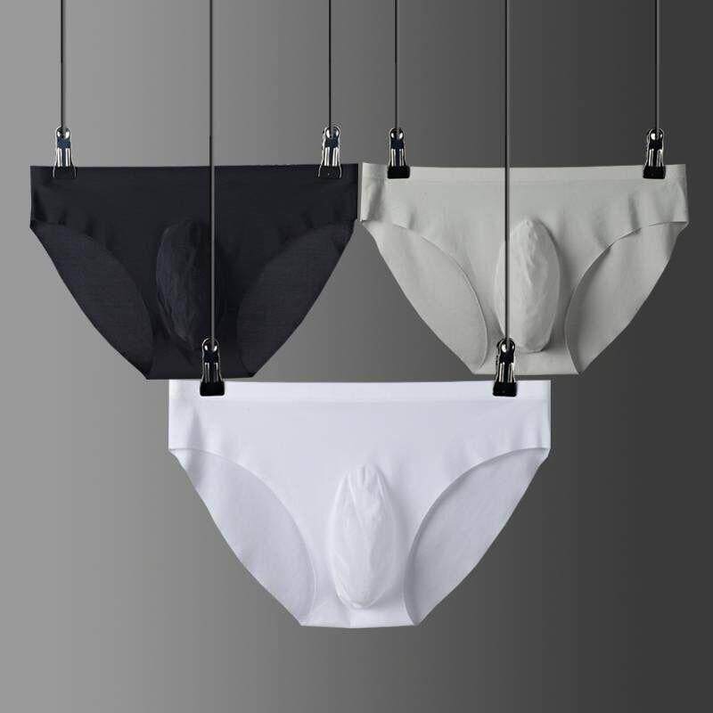 3D Punch Die Men's Triangle Briefs Male Ice Silk Without Marks A Sexier Ultra Thin Transparent Youth Summer Shorts Head