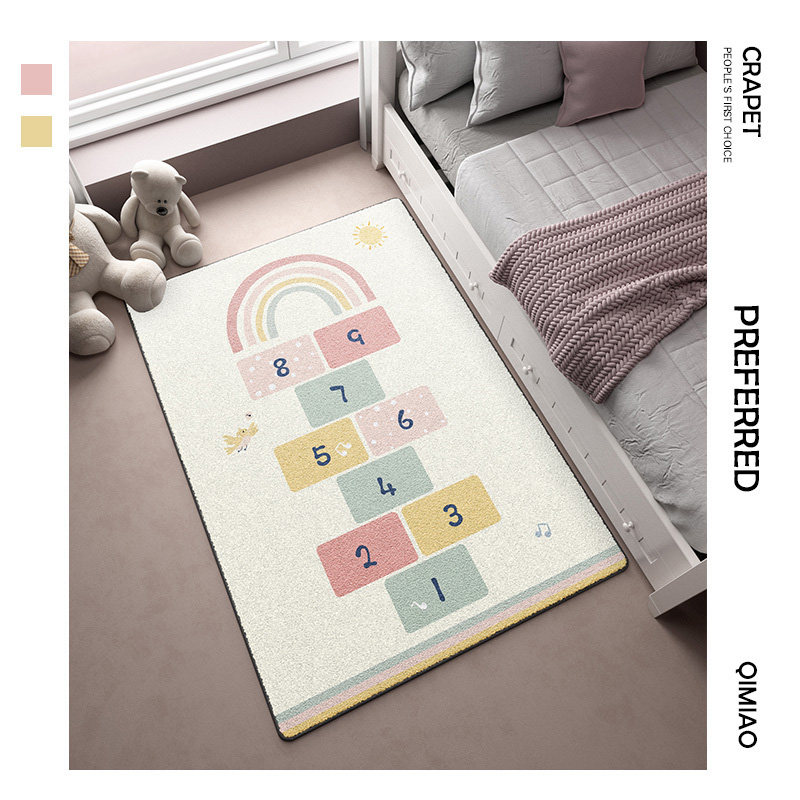 Carpet Ins wind bedroom Children's room Jumping House Cartoon Cute Bed Side Blanket Strips Home Floor Mats Washable