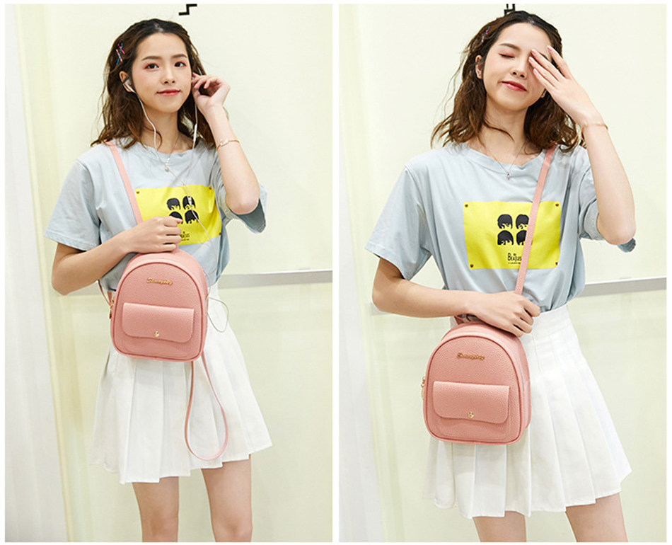 рюкзак None Other Mini Backpack Women PU Leather Shoulder Bag For Teenage Girl