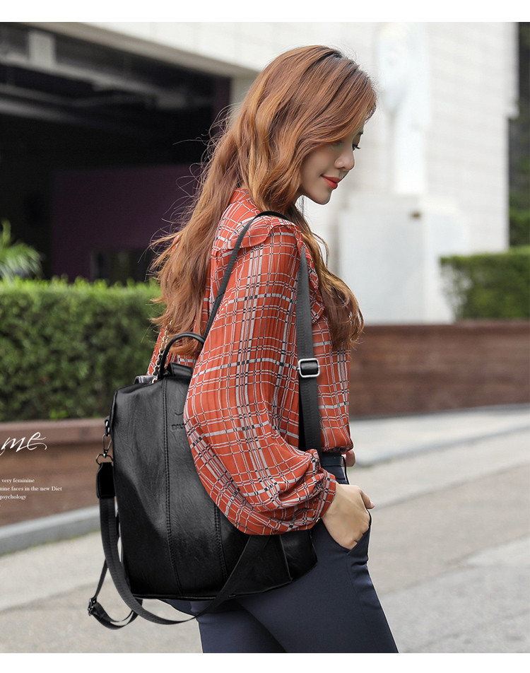 рюкзак anti-theft leather backpack women vintage shoulder bag ladie Other