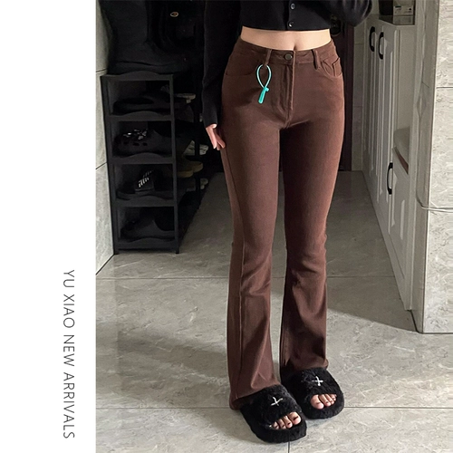 Летние эластичные джинсы, штаны, мегафон, для формы тела «груша», высокая талия, по фигуре, размер