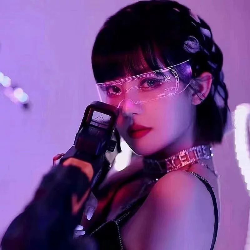 Amazon LED Lighting Glasses Tide Future Technology Vibration Douyin Same Bar Jumping Black Black Blast