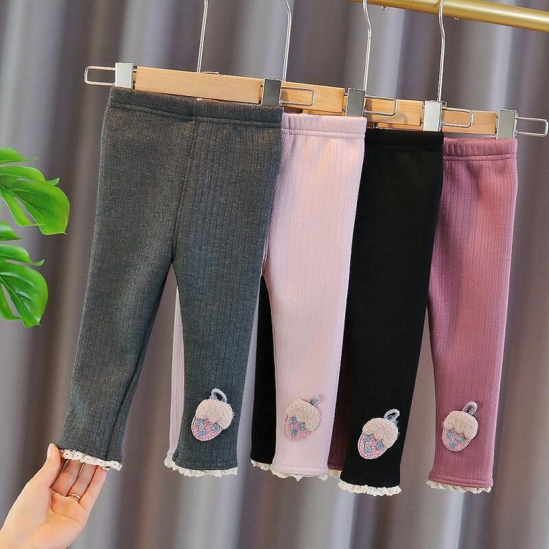 In-child Hitch Pants Spring Fall Outside Wearing Thin Suede Autumn Dress Girl Plus Suede Thickened Female Baby Pants A Suede Autumn Winter