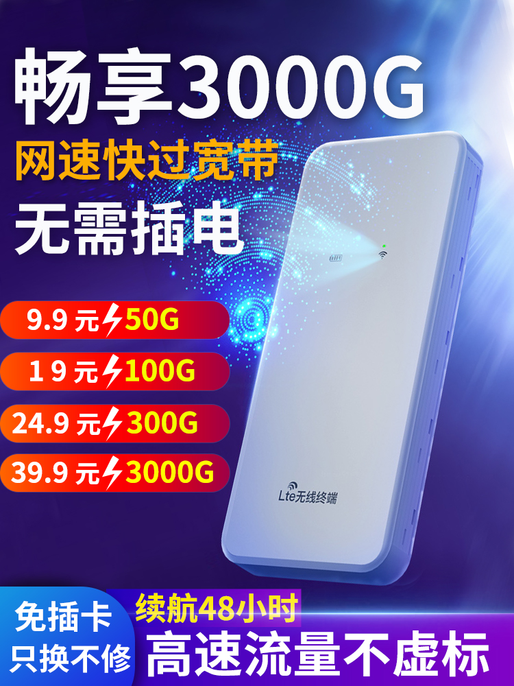 无线随身wifi免插卡移动智能无限车载WiFi全国通用4G高速纯流量上网卡三网通便携式网络热点电脑手机上网宝