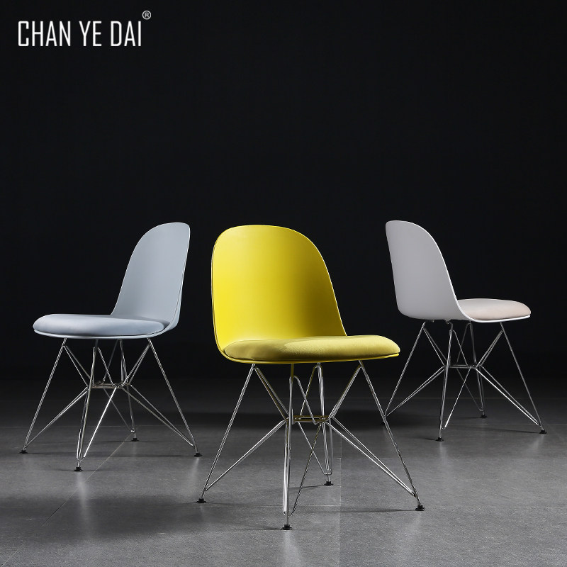 Nordic Plastic Dining Chair Coffee Milk Tea Shop Adult Chair Brief Home Upholstered Learning Chair Light Lavish Leisure Leaning Back Chair