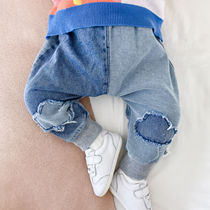 Baby pants baby girls clothes 2022 spring and autumn models foreign style beam feet childrens cotton jeans mens foreign style