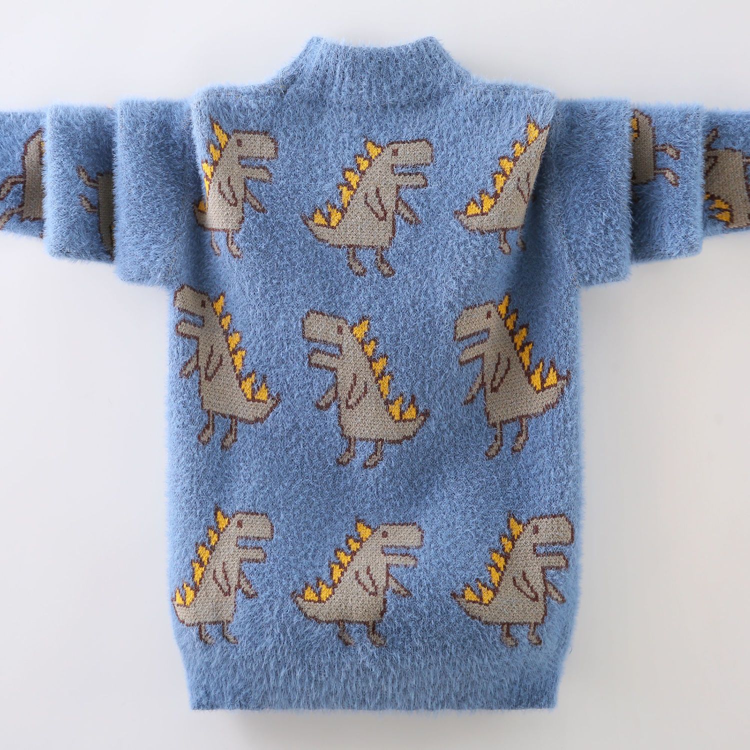 Boys' sweater pullover mink velvet 2022 new winter clothes children's fleece thickened girl's dinosaur foreign style sweater