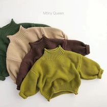 Boys and girls sweaters childrens knitted bottoming shirts 2022 autumn and winter new foreign style baby half turtleneck pullover top trend