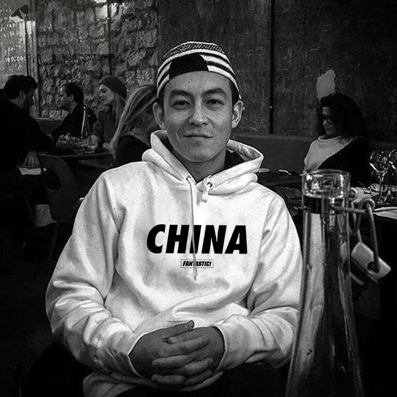 Hong Kong Chauded Chen Guansho Alphabet Dressing Male Port Wind China China Long Sleeve Mistress fitting Garsuede with cap jacket-Taobao