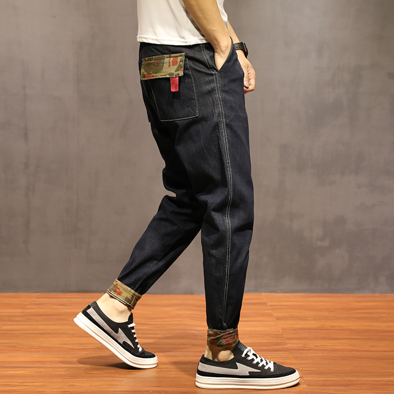 Tide Chen Guanxi Strength Bench Jeans Man Harlen Large Size Break Pants Leisure Trouser Trousers
