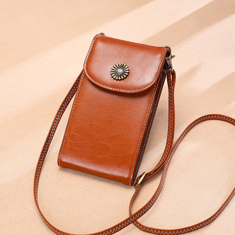New mobile phone bag leather bag Summer bag new bag bag shoulder fashion cow leather vertical mobile phone bag