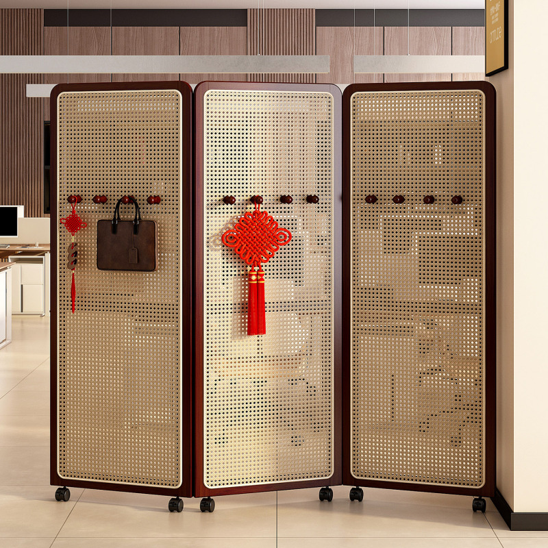 Office Screen Partition, Foldable and Movable, for Living Room and Bedroom, with a Light Luxury and High-End Feel, Background Blocking, Fake Wall with Wheels