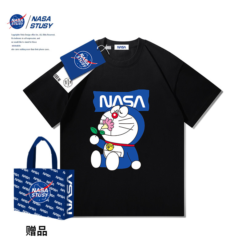 NASA short-sleeved T-shirt men's summer new ins trend casual loose couple dress half-sleeved top clothes bottoming shirt