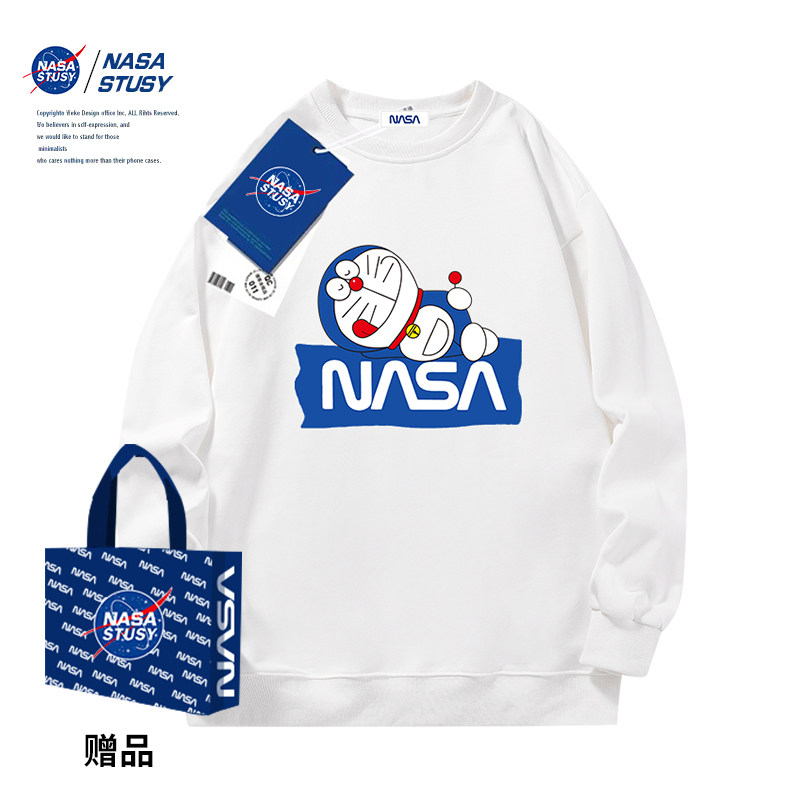 Round neck thick cotton T men's tide brand loose top American print wild ins couple jacket 2022 spring and autumn new style