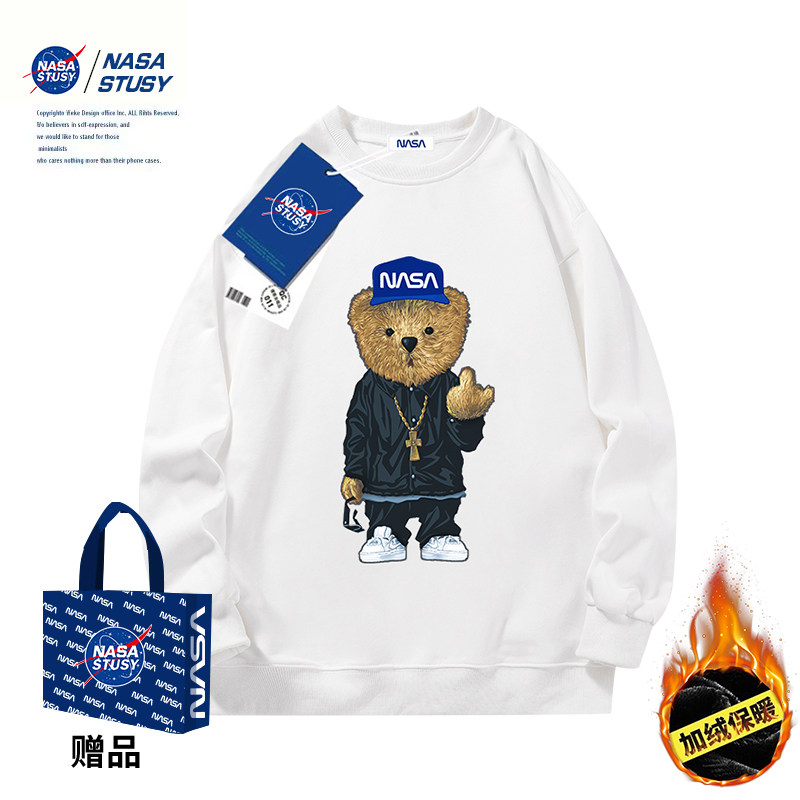 NASA STUSY autumn and winter fleece sweater men's couple wear long-sleeved top trendy fashion ins wild coat