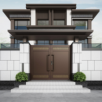 Simple aluminum art villa courtyard door aluminum alloy rural entrance Chinese-style yard double door electric sliding door