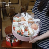 花汀 Новая высококачественная прозрачная круглая подарочная коробка с цветами и фруктами, рождественская мирная фруктовая акриловая оконная цветочная коробка, пустая коробка