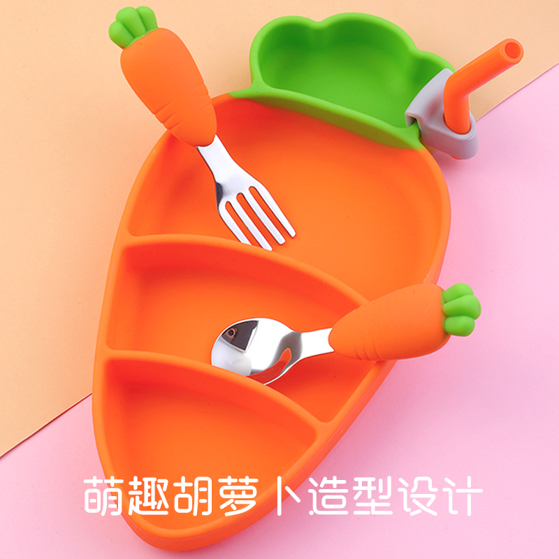 Baby learning to eat training spoon short handle spoon fork silicone baby baby children's tableware set complementary food spoon