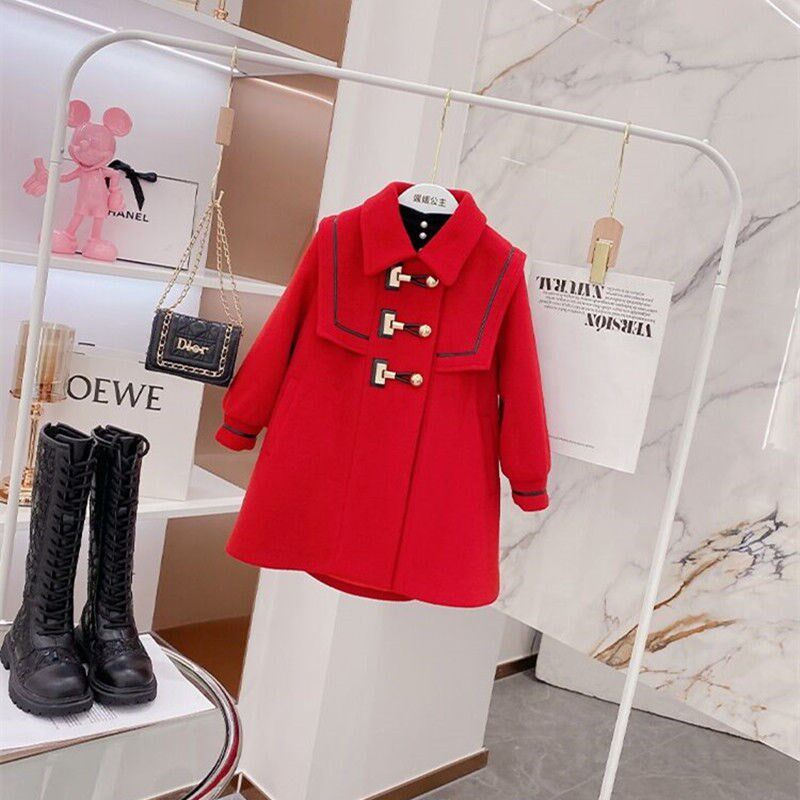 Can cute girl Mao, great clothes autumn and winter 2021 new children thickened girl coat foreign Korean version of the Korean version