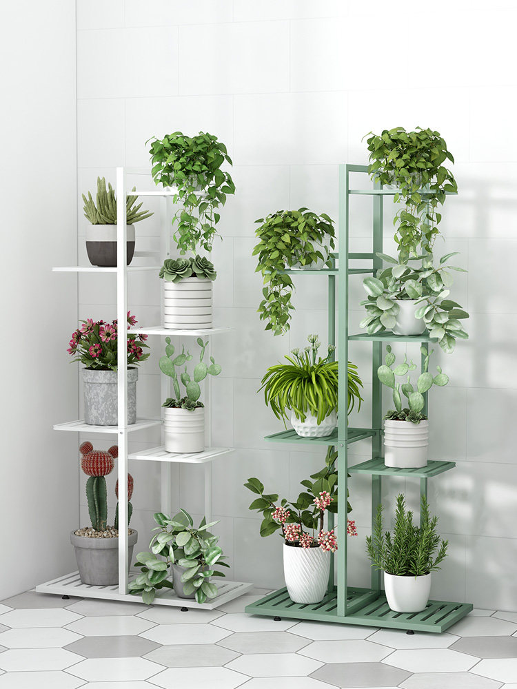 Put gold Ge's shelf Iron high-end flower stand living room TV cabinet next to the green plant indoor floral shelf floor standing