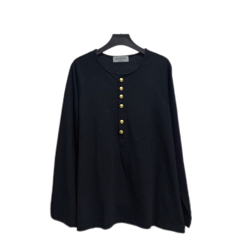 The Most Versatile Yohji Inner Layer: Line's Original Yohji Henry Collar Shirt with Small Gold Buttons, Long-Sleeved Base Layer The Most Versatile Yohji Inner Layer: Line's Original Yohji Henry Collar Shirt with Small Gold Buttons, Long-Sleeved Base Layer