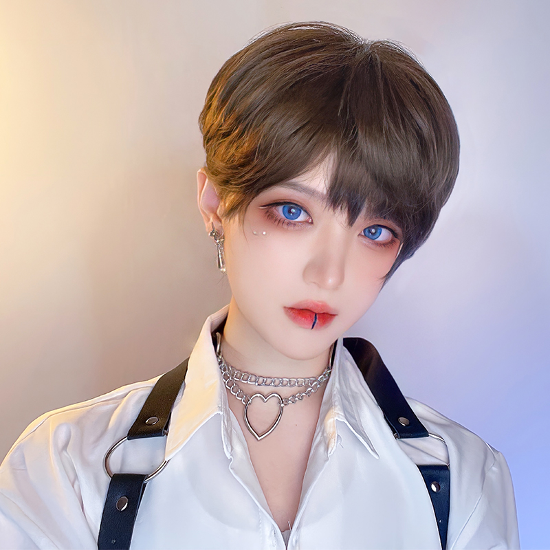 Beauty and accommodation wig men short hair Han version handsome men short straight hair realistic natural Qi Liu Hyfluffy natural full headgear-Taobao