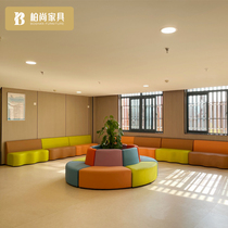 Childrens round early education training creative rest area around the column cylindrical sofa wrapped column waiting area leisure office sofa stool