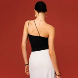 Черный эластичный мяч с бусинами, майка топ, эффект подтяжки, в обтяжку, по фигуре