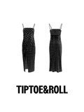 TR Черно -белое платье Dot Dot French Slit Strate