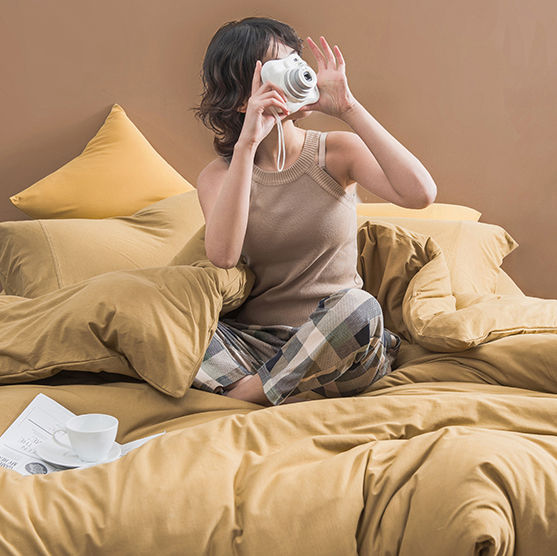 IVLISA Light Extravagant Brand Bed Four Pieces Of Pure Cotton Full Cotton Tianzhu Cotton Pro-Skin Nude Sleep Soft Minima for Four Seasons