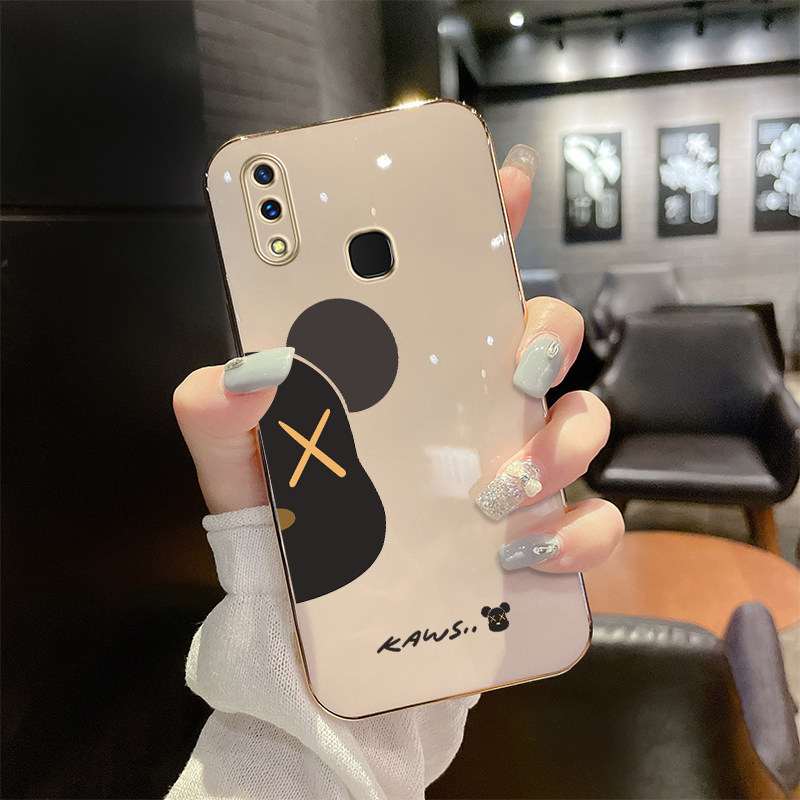 Suitable for vivoY85 mobile phone protection shell vovoy93 mesh red electroplating V1730EA softshell viviy85 silicone gel male and female new y93 tide-card bear ultra-thin protective sheath