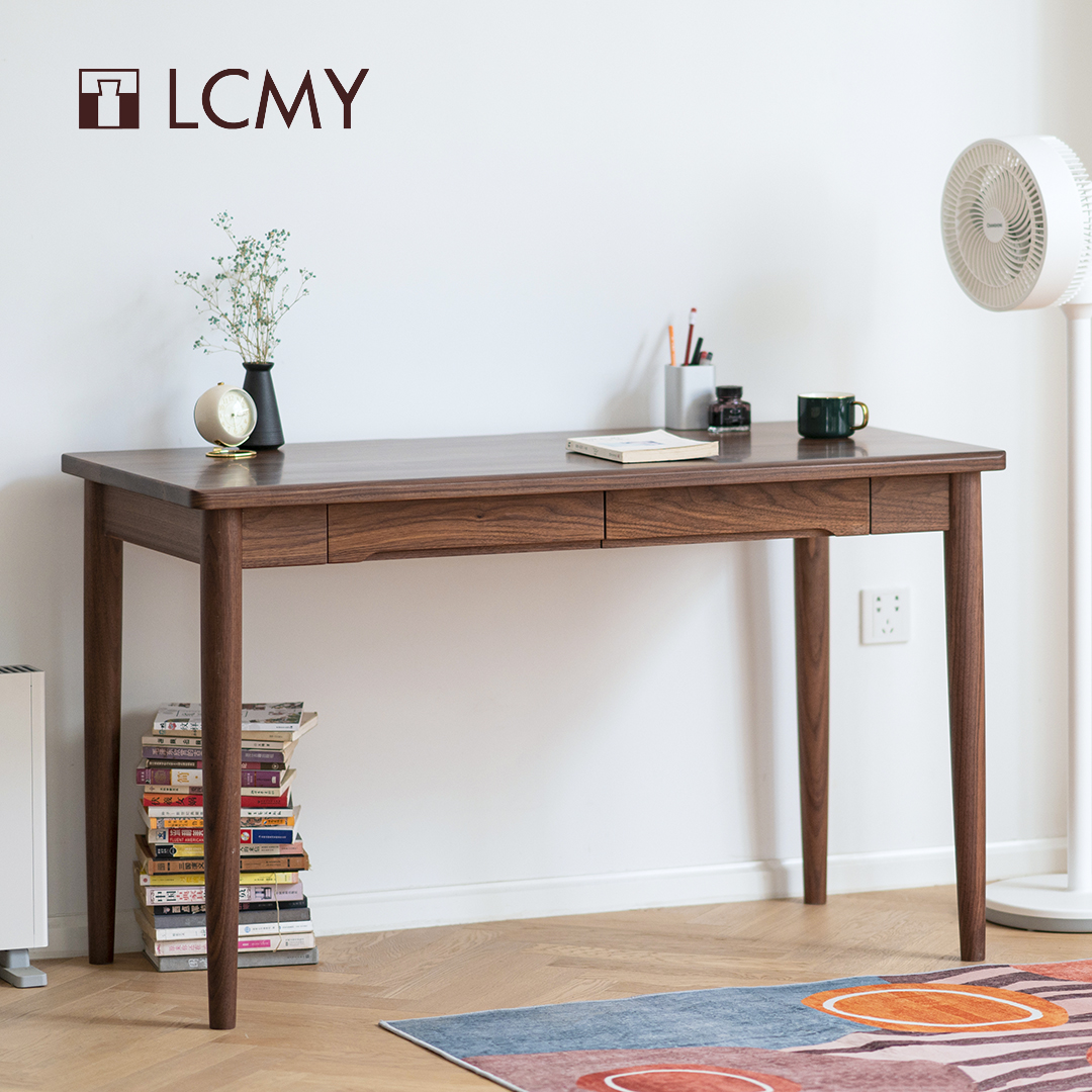 Small Ya desk] Original modern Nordic pure solid wood black walnuts with drawer desk can be customised -- glance in the spring wood industry