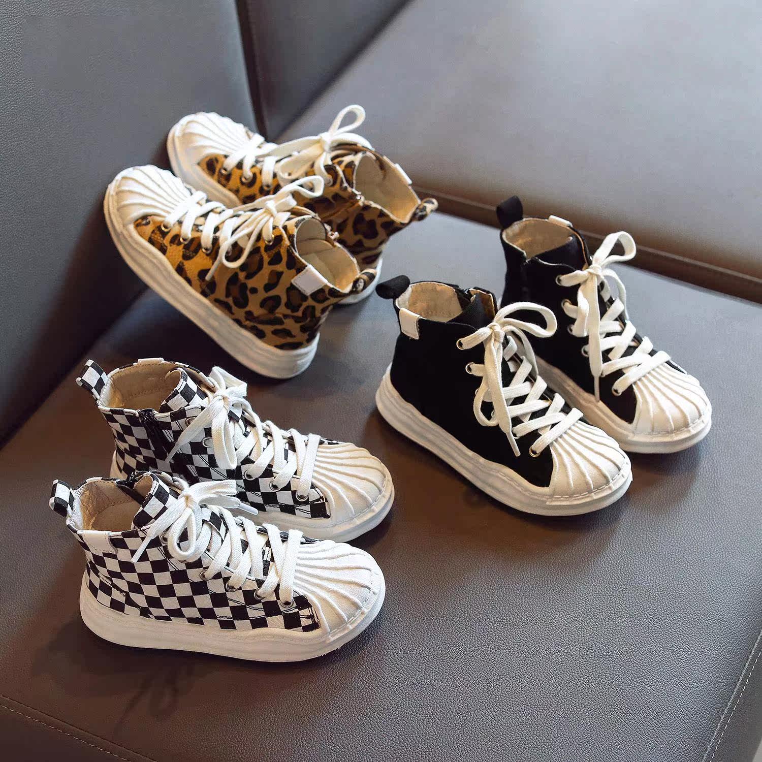 Girls Korean version 2021 children's casual all-match breathable skateboard shoes high tube new deodorant sneakers boys canvas shoes