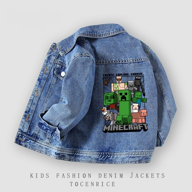 Minecraft Denim Jacket for Boys, New Spring and Autumn Casual Jacket for Boys, Cool and Stylish Children's Denim Coat Minecraft Denim Jacket for Boys, New Spring and Autumn Casual Jacket for Boys, Cool and Stylish Children's Denim Coat
