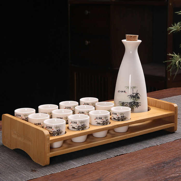 Ликер Cup 白酒杯酒具组套日式陶瓷分酒器家用黄酒杯彷古酒壶小酒盅带收纳层架