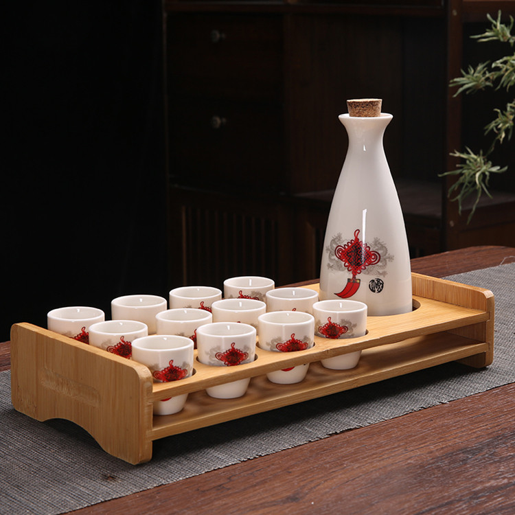 Ликер Cup 白酒杯酒具组套日式陶瓷分酒器家用黄酒杯彷古酒壶小酒盅带收纳层架
